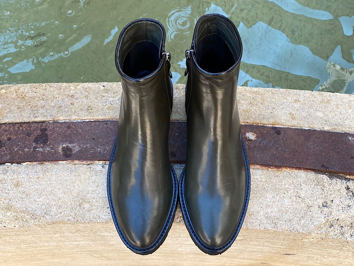 boots, cuir nappa kaki