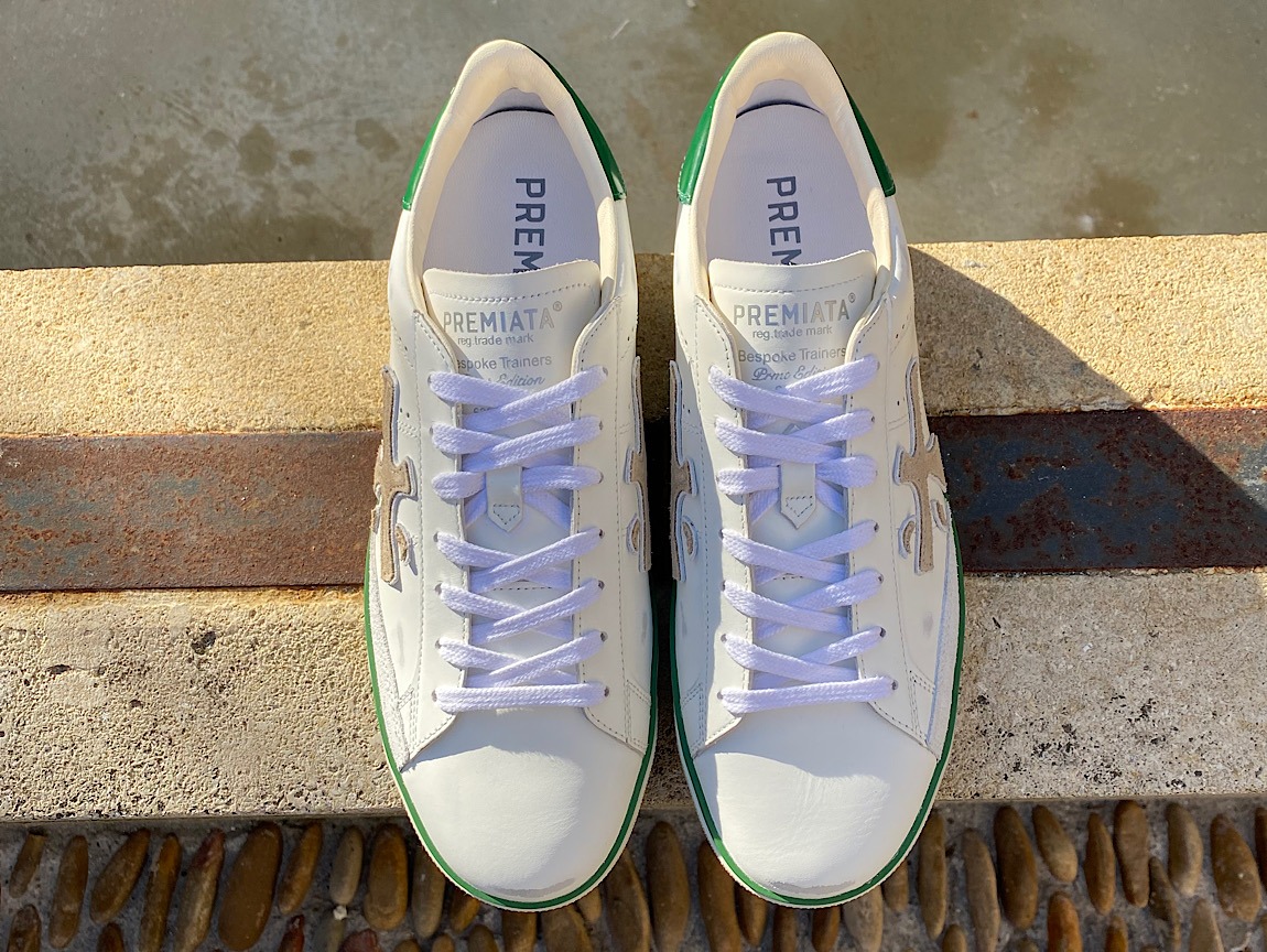 Sneaker Premiata, blanc contrefort vert, vaucluse